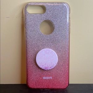 iPhone 7 Plus sparkle case w/ popsocket